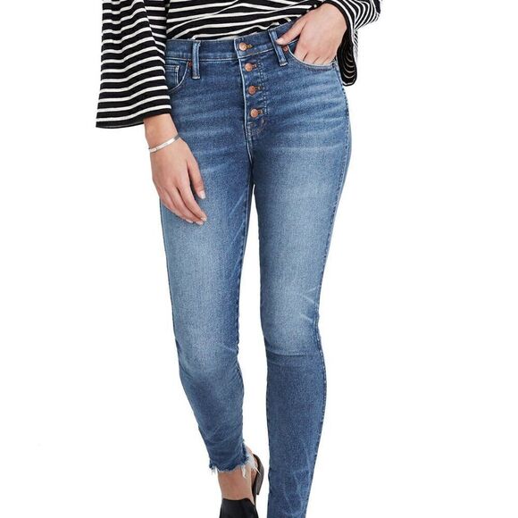 Madewell High-Rise Button Down Skinny Jeans Blue Size 28 - Picture 2 of 4